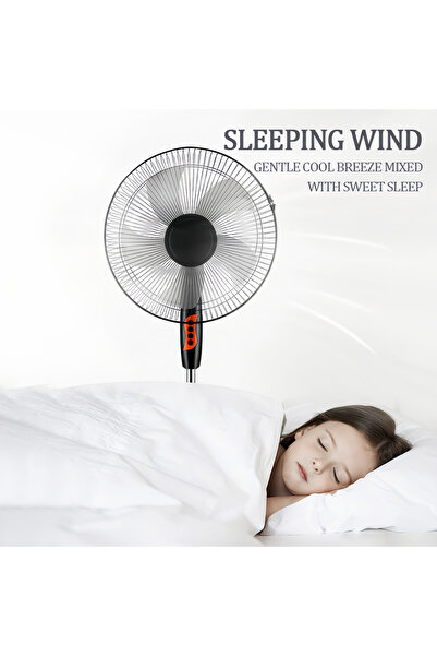 YESMAX 16 Inch Pedestal Floor Fan Electric Stand Fan Strong Wind for Room (Button switch)