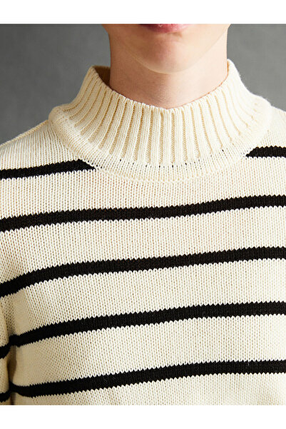 LC Waikiki Half Turtleneck Striped Long Sleeve Women's Knitwear Sweater