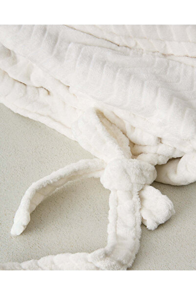 REDTAG Cream Flannel Fleece Bathrobe ( L)