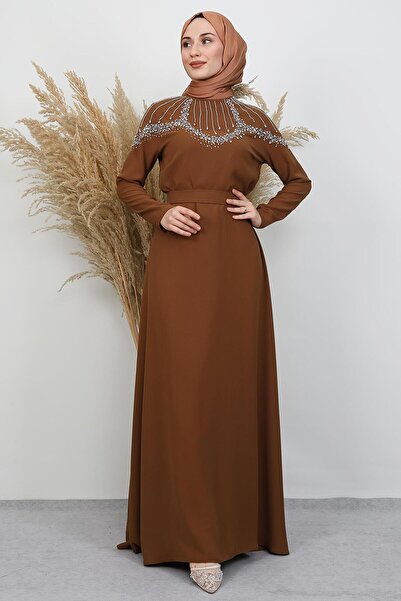 GİYZAMİLA Φόρεμα Nisan Taşlı ανοιχτό μουσταρδί