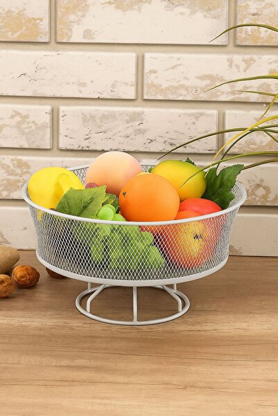 VENON Mat Silver Nazlı Fruit Bowl Vegetable Bowl Metal Basket Multi-Purpose Box Bathroom Kitchen Organizer