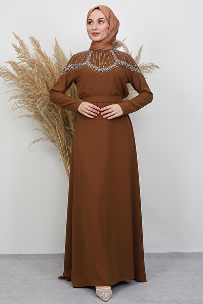 GİYZAMİLA Φόρεμα Nisan Taşlı ανοιχτό μουσταρδί