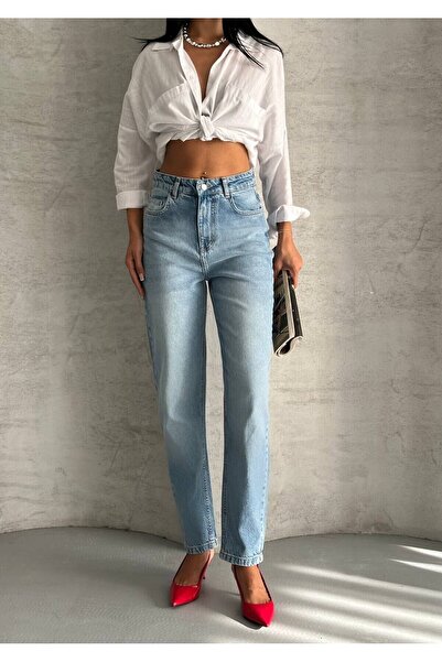 ZDN JEANS W1599 MAVİ YÜKSEK BEL MOM JEAN