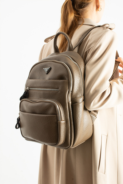 MEGA ÇANTA Soft Leather Women's Backpack Multi-Pocket