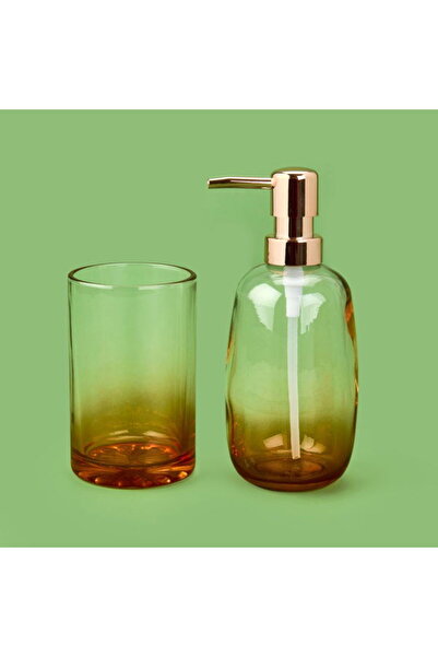 Evidea Set de 2 dozatoare de săpun lichid pentru baie - chihlimbar / transparent