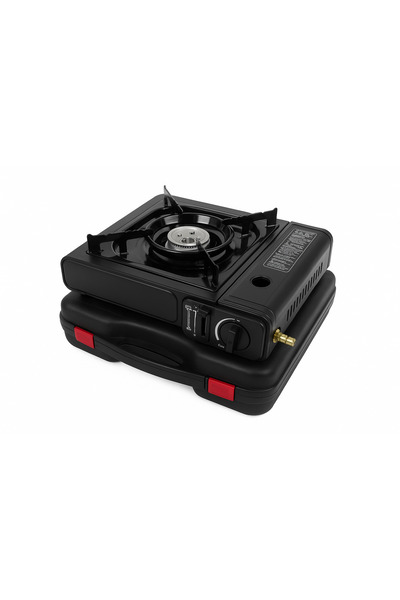 GENERAL Portable camping gas stove with carrying case – works on gas pipe or canister