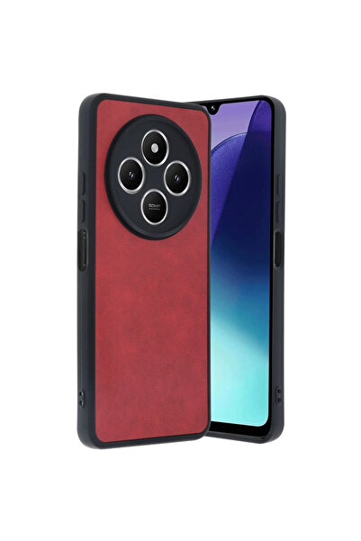 Marsilyan غطاء جلدي من أراس لهاتف ريدمي 14c - أحمر