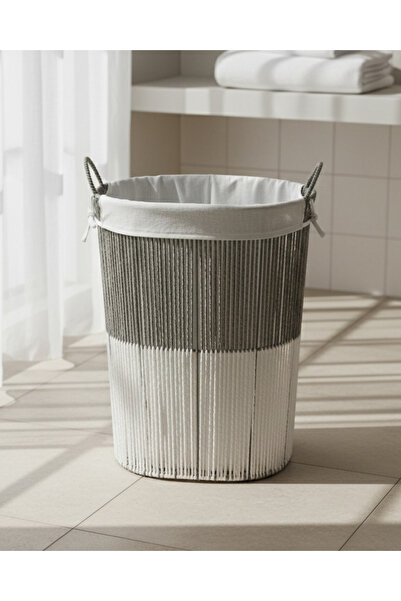 REDTAG Grey Oval Laundry Hamper (M)