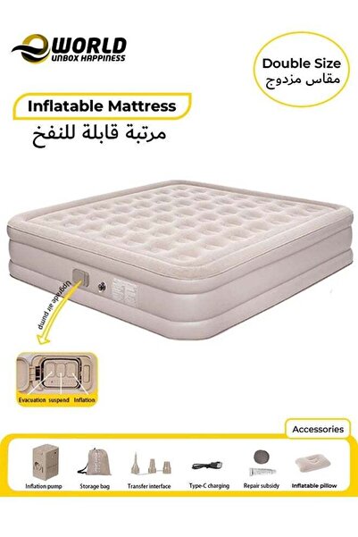Eworld Portable Inflatable Air Mattress with Built-in Electric Pump, Water-Resistant, Double Size
