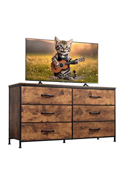 KEKE Dressing Storage Model with Electric 6 Drawers For Home inside Room 51.2" inch Brown Color