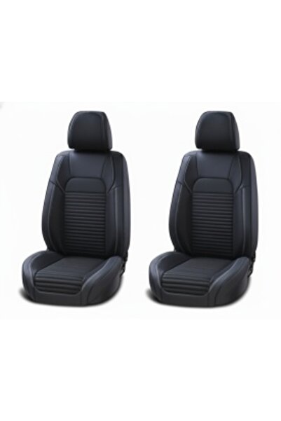 DELUXETUNING Set huse scaune compatibile cu Dacia Logan II 2012-2020, față și spate, piele ecologică neagră cu...