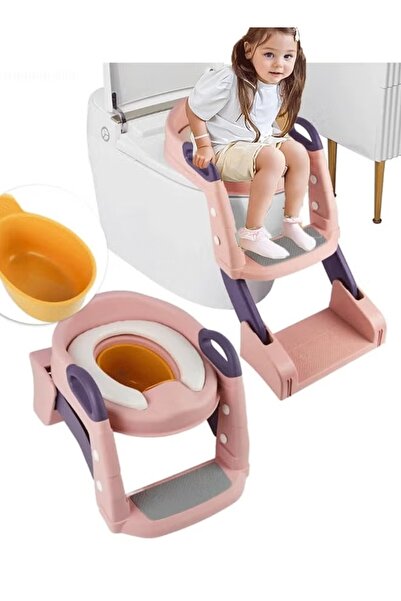 Generic Potty Training Seat, Foldable Portable Potty Chair Kids Toilet with Ladder Guard Soft Cushion