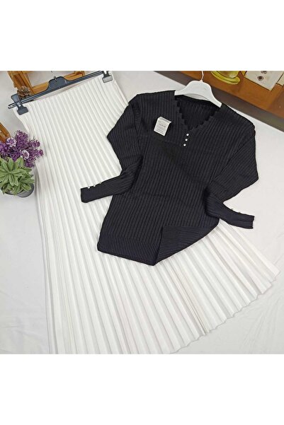 ALMİNA Diagonal Fabric Thin Pleat Winter Skirt