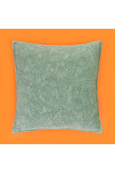 Evidea Soft Chenille Floral Throw Pillow Cover - Green - 45X45 cm