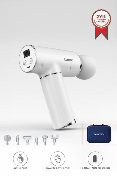 LENOVO N2 Beyaz Darbeli Titreşimli Masaj Tabancası 1800mah Şarjlı 6 Başlıklı ...