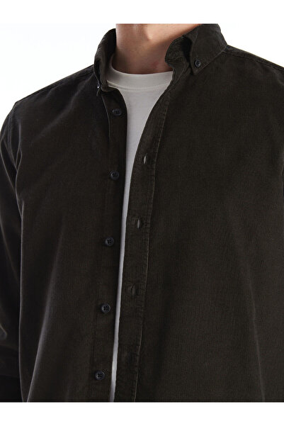 LC Waikiki Ανδρικό πουκάμισο με μακρυμάνικο βελούδο κατηγορίας Regular Fit SOUTHBLUE