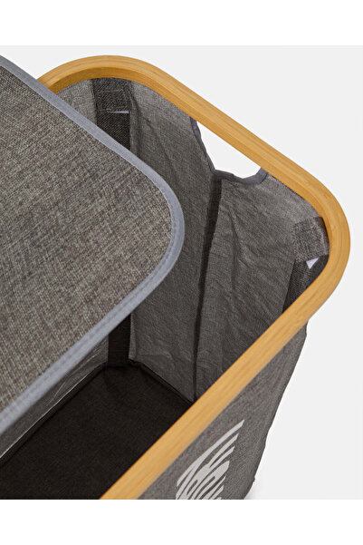 REDTAG Grey Rectangle Hamper With Lid