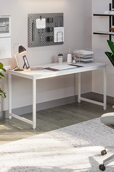 Flinder Beyaz/Beyaz 60 X 160 Cm, Ofis Masası, Çalışma Masası, Bilgisayar Masa...
