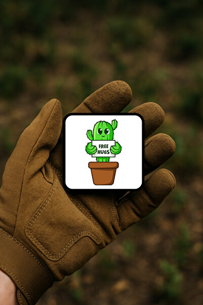 AHWALL شارة/شريط/شارة شرفية مكتوب عليها 'Free Hugs' بتصميم الصبار السيمباثي