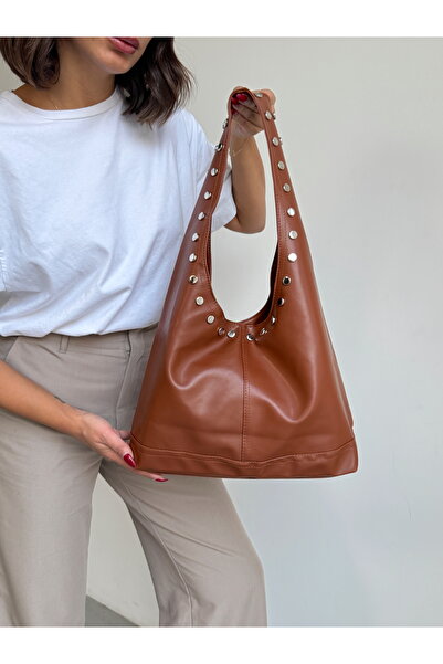 KIRASE Stylish and Classic Model Shoulder and Hand Bag with Staple Detail