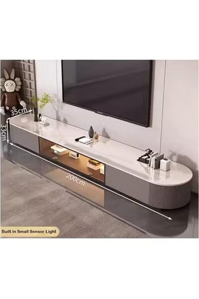 KEKE TV cabinet With Four Drawers Combination light Luxury simple rock 200cm Grey