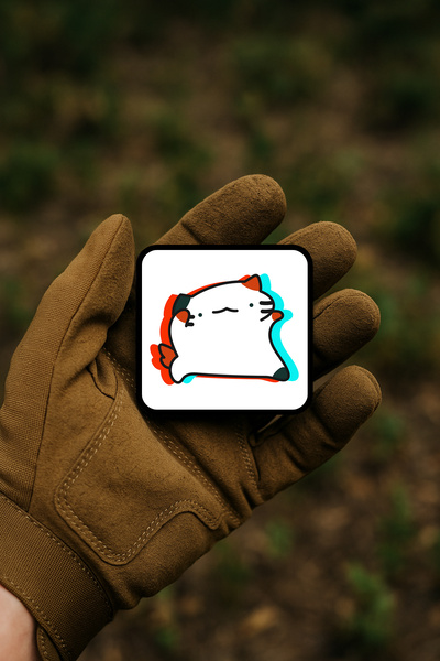 AHWALL شارة / شارة شعار / شارة علم بتصميم شخصية قطة سمينة لطيفة وطراز بسيط