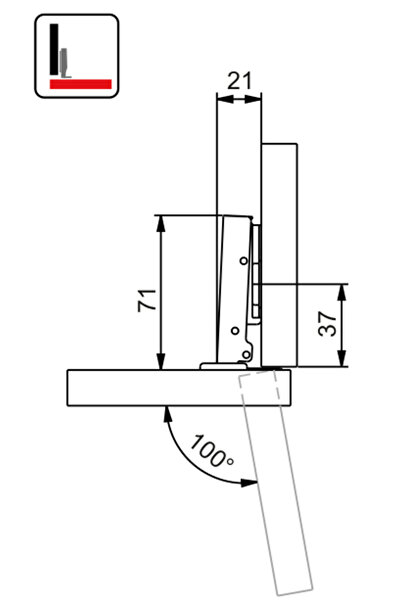 Other Furniture hinge 35mm ZP01, overlay, soft closing, wood screw