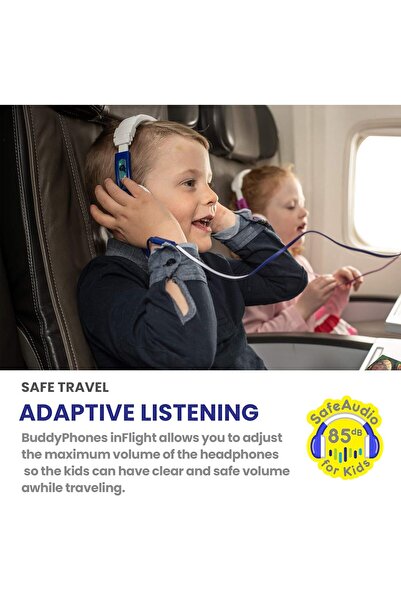 Onanoff BuddyPhones In-Flight Kids Foldable Headphones (Blue)