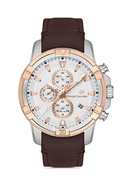 Sergio Tacchini Men's Wristwatch Esst.B.10198.2, Leather Strap, 45 mm Case Diameter