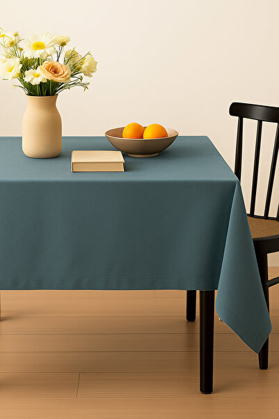 De'Vor Velvet Textured Tablecloth |   Stylish, Soft, Stain-Resistant Blue Tablecloth