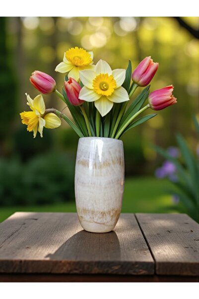 Concept ONYX by CEHRELI مزهرية مصنوعة يدويًا من الرخام الأونيكس الطبيعي