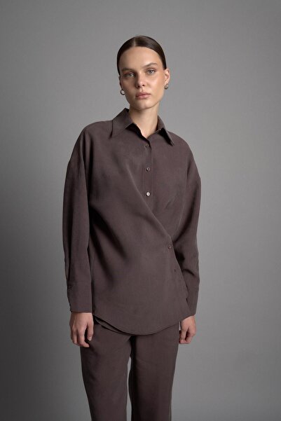 Zeyyen DAY TO NIGHT CUPRO GÖMLEK ACI KAHVE