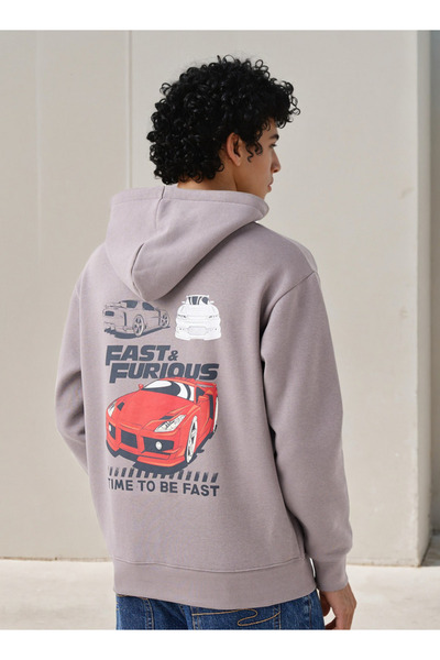 SP Characters Men Oversized Fast & Furious Print Hoodie
