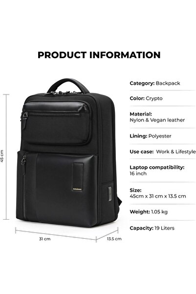 MOKOBARA The Work Backpack - Fits 16 Inch Laptop, 19L, USB Charging Port, Water-Resistant, Black