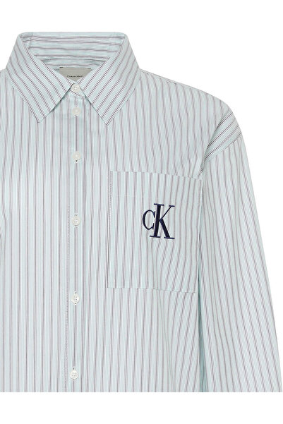 Calvin Klein YD Perfect Button-down Shirt Mavi Kadın Gömlek