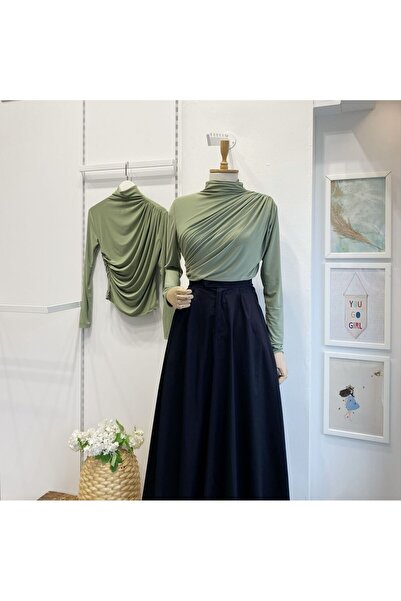 Faya Boutique Yeşil Jarse Bluz