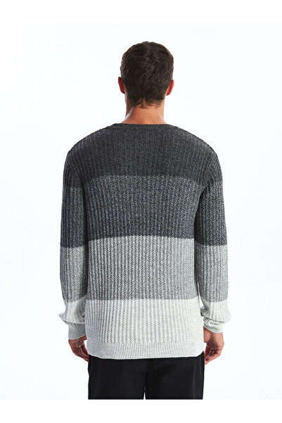 LC Waikiki Crew Neck Long Sleeve Color Blocked Men's Knitwear Sweater