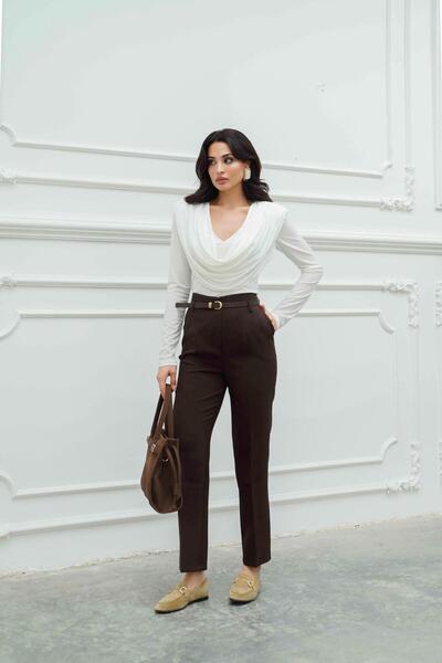 Serica Moda Μακρυμάνικη μπλούζα με λευκό γιακά