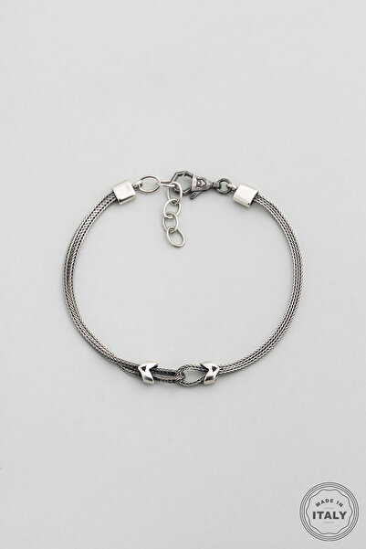 So CHIC... Nodo İtalyan Oksit Kaplama 22 Cm Gümüş Erkek Zincir Bileklik