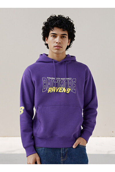SP Characters Men Oversized Baltimore Ravens Print Hoodie