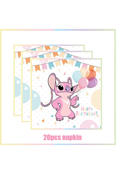 Miniso 20pcs napkin Lilo$Stitch and Angel Theme Birthday Party Decoration Tableware Set Cup Plate Napkin Ba