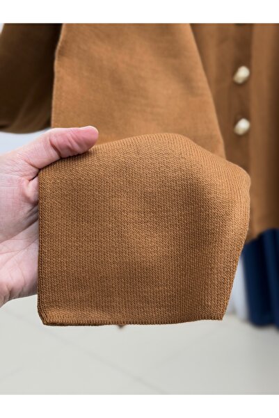 BENAHOLL Ferista Gold Buttoned Short Cardigan-Zi̇6157 Tan