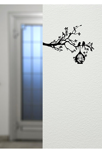 Mazemac Ağaç Dalı Kuş Figürlü Metal Duvar Süsü