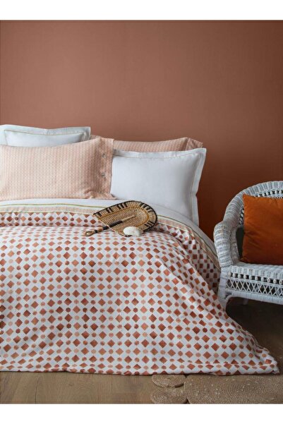 Apricitas HOME Unboxed Terra Terracota Ten-Sel Satin Printed Double Size Bedd...