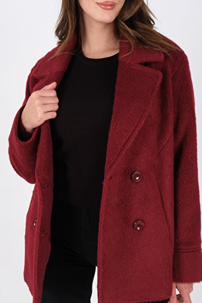 sdf line Yün görünümlü kumaş Kruvaze kapama Cepli Rahat kalıp KABAN