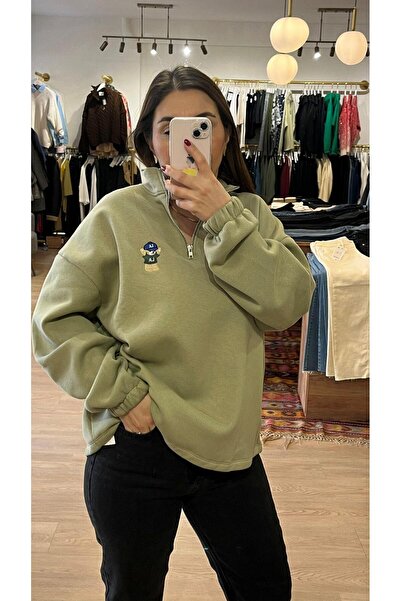 EYYE BUTİK Teddy Sweatshirt Haki
