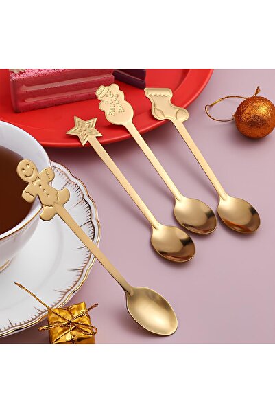 OricareFain Set of 4 Christmas-themed Cutlery, Stainless Steel, Christmas Gift Box, Multicolor