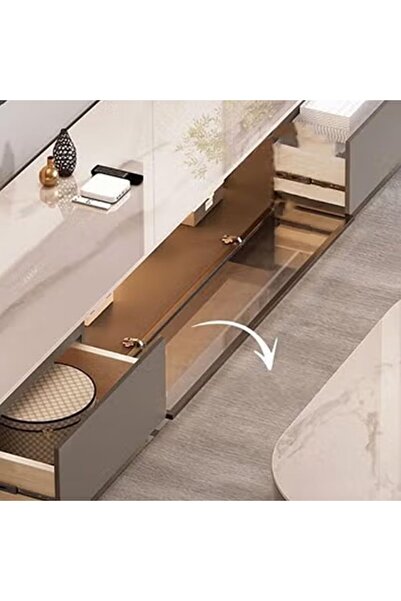 KEKE TV cabinet With Four Drawers Combination light Luxury simple rock 200cm Grey