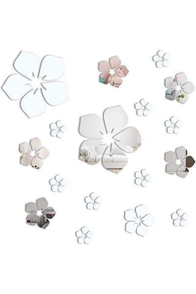 Slasa 18 قطعة من ملصقات الحائط ذات المرآة الأكريليكية على شكل زهرة ذاتية اللص...