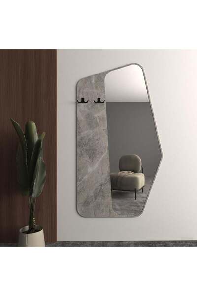 4gdran Luxury wall mirror with a modern geometric wooden frame in Bermuda color.